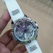  Shop Authentic Guess Frontier Diamonds Silver Dial White Rubber Strap Watch for Women - GW0045L1 - Luxxuri