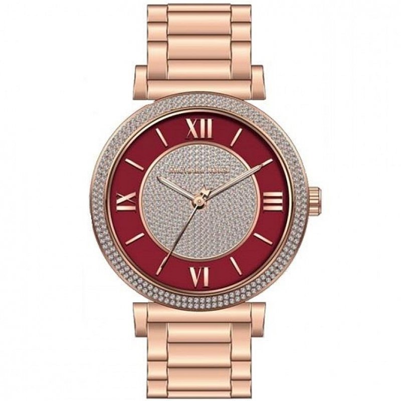  Shop Authentic Michael Kors Caitlin Red Dial Rose Gold Stainless Steel Strap Watch for Women - MK3377 - Luxxuri