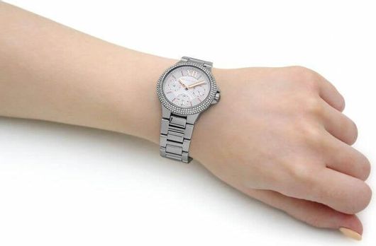  Shop Authentic Michael Kors Camille Chronograph White Dial Silver Steel Strap Watch For Women - MK7198 - Luxxuri