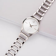  Shop Authentic Calvin Klein Stately White Dial Silver Steel Strap Watch for Women - K3G23126 - Luxxuri