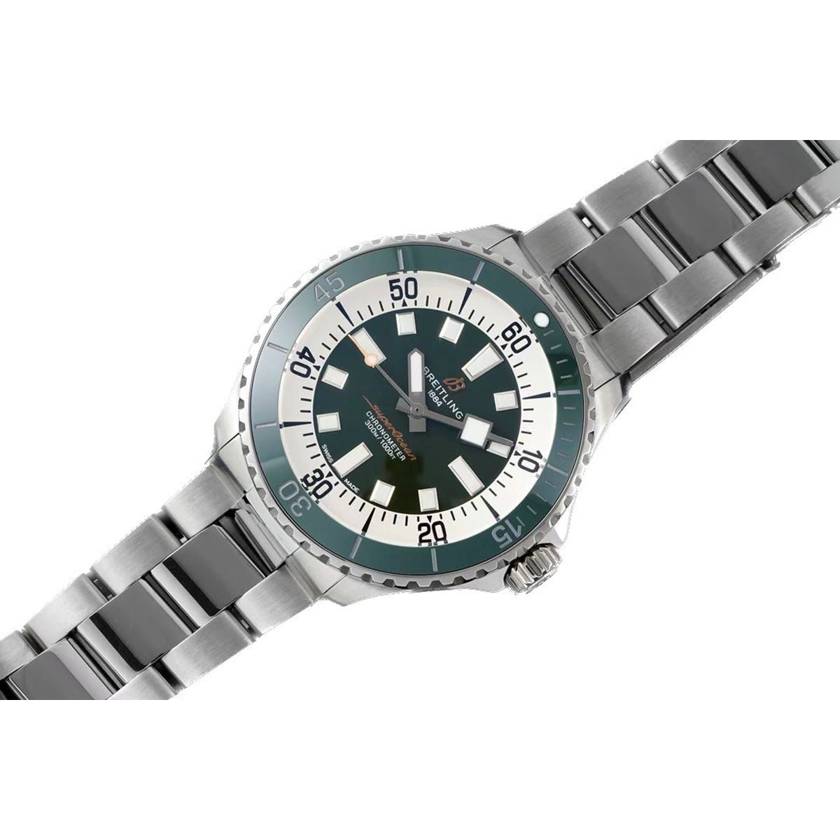  Shop Authentic Breitling Superocean Automatic 44mm Navy Green Dial Green Rubber Strap Watch for Men - A17376A31L1A1 - Luxxuri