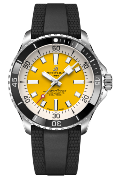  Shop Authentic Breitling Superocean Automatic 42mm Yellow Dial Black Rubber Strap Watch for Men - A17375211/1S1 - Luxxuri