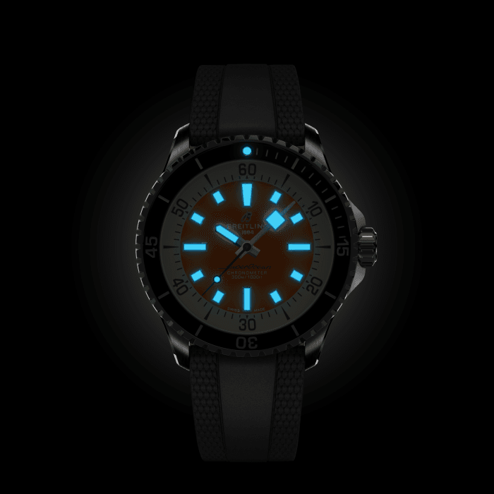  Shop Authentic Breitling Superocean Automatic 42mm Kelly Slater Limited Edition Orange Dial Green Rubber Strap Watch for Men - A173751A101S1 - Luxxuri