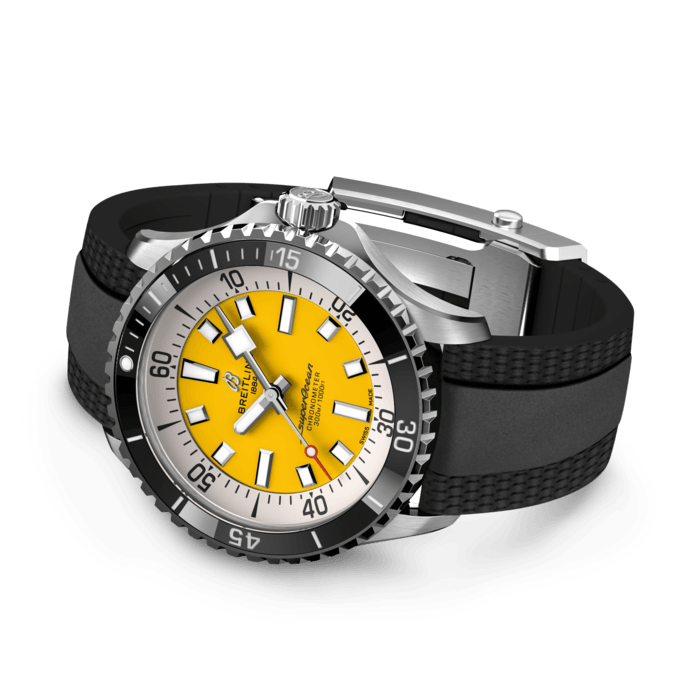  Shop Authentic Breitling Superocean Automatic 42mm Yellow Dial Black Rubber Strap Watch for Men - A17375211/1S1 - Luxxuri