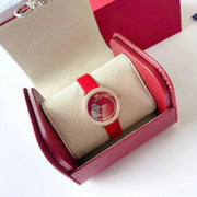  Shop Authentic Swarovski Crystal Frost Red Dial Red Leather Strap Watch for Women - 5519226 - Luxxuri