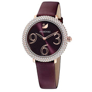  Shop Authentic Swarovski Crystal Frost Red Dial Red Leather Strap Watch for Women - 5484064 - Luxxuri