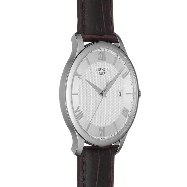  Shop Authentic Tissot T Classic Tradition Silver Dial Brown Leather Strap Watch For Men - T063.610.16.038.00 - Luxxuri