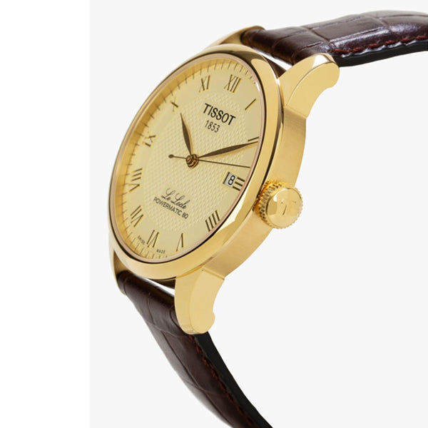  Shop Authentic Tissot Le Locle Automatic Gold Dial Brown Leather Strap Watch For Men - T41.5.413.73 - Luxxuri