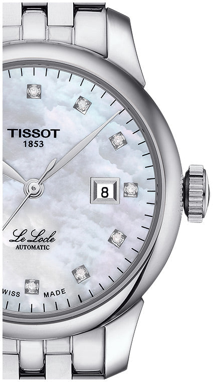  Shop Authentic Tissot Le Locle Automatic Diamonds Mother of Pearl Dial Silver Steel Strap Watch For Women - T006.207.11.116.00 - Luxxuri