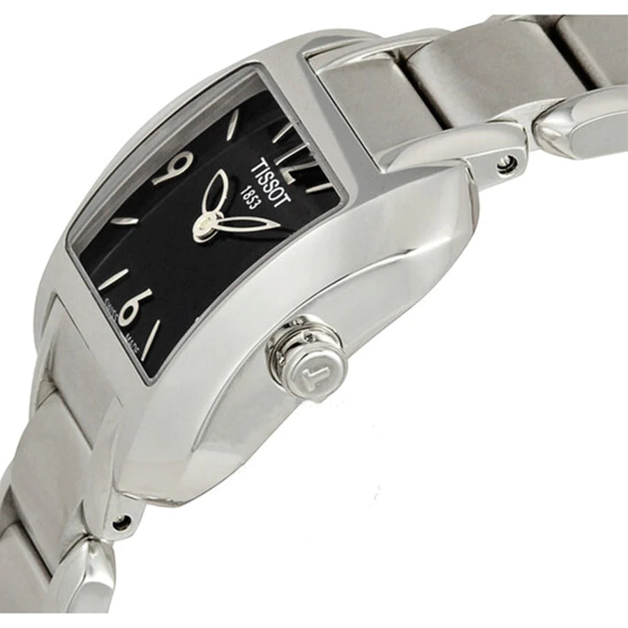  Shop Authentic Tissot T Wave Black Dial Silver Steel Strap Watch for Women - T02.1.285.52 - Luxxuri