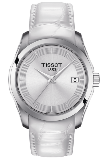  Shop Authentic Tissot Couturier Lady Silver Dial White Leather Strap Watch For Women - T035.210.16.011.00 - Luxxuri