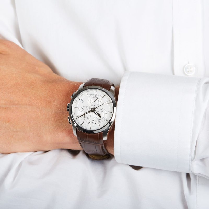  Shop Authentic Tissot Couturier Chronograph White Dial Brown Leather Strap Watch For Men - T035.617.16.031.00 - Luxxuri