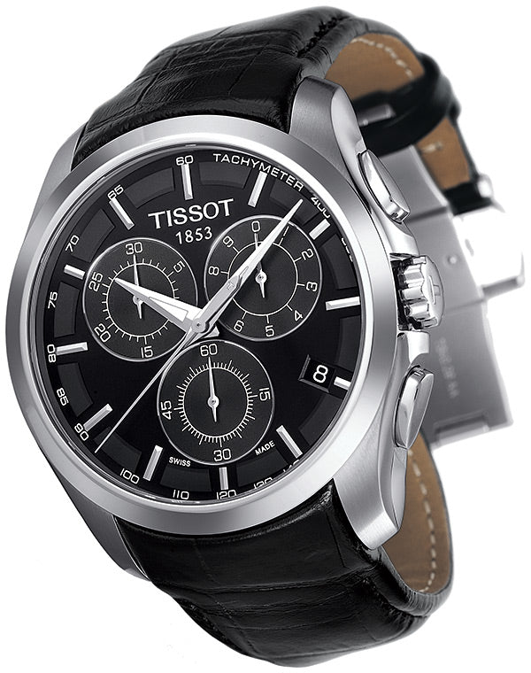  Shop Authentic Tissot T Classic Couturier Chronograph Black Dial Black Leather Strap Watch For Men - T035.617.16.051.00 - Luxxuri