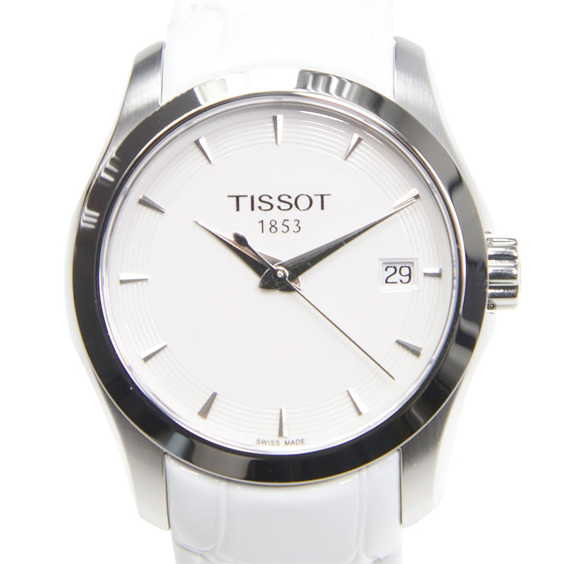 Shop Authentic Tissot Couturier Lady Silver Dial White Leather Strap Watch For Women - T035.210.16.011.00 - Luxxuri