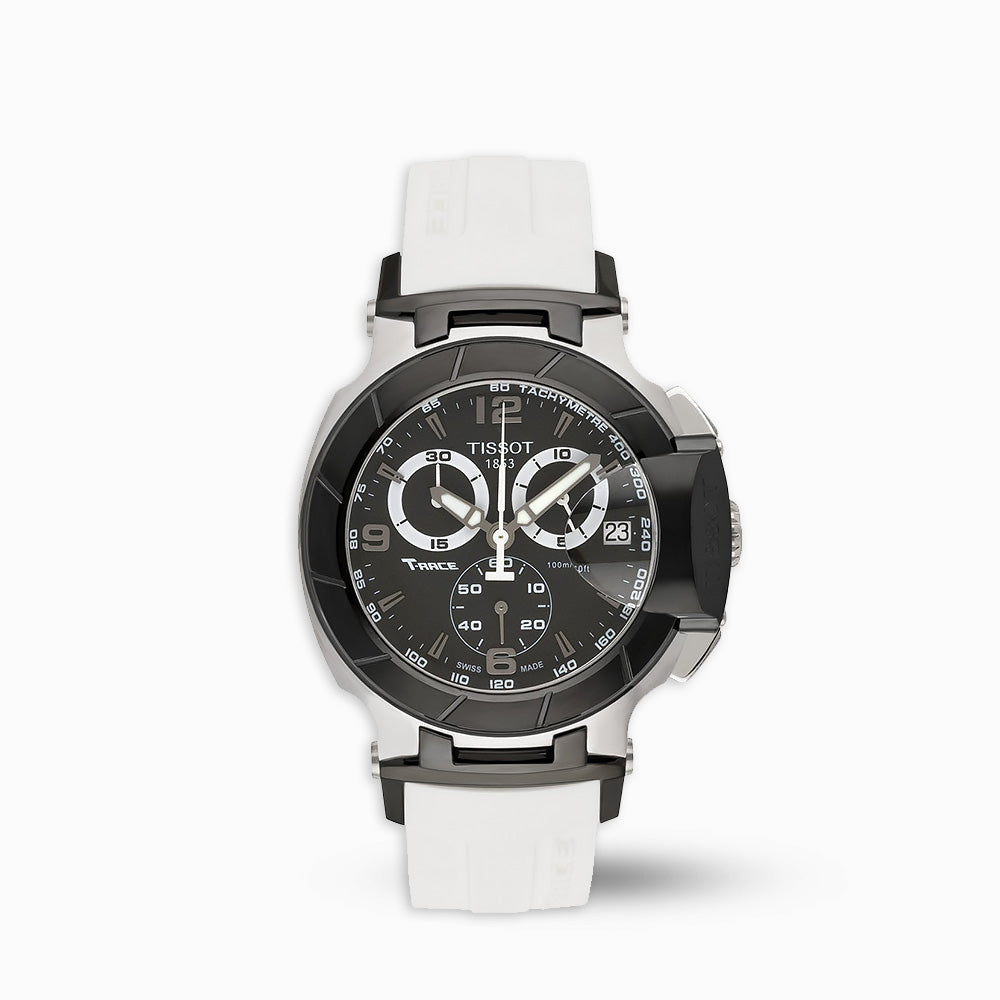  Shop Authentic Tissot T Race Chronograph Black Dial White Rubber Strap Watch for Men - T048.417.27.057.05 - Luxxuri