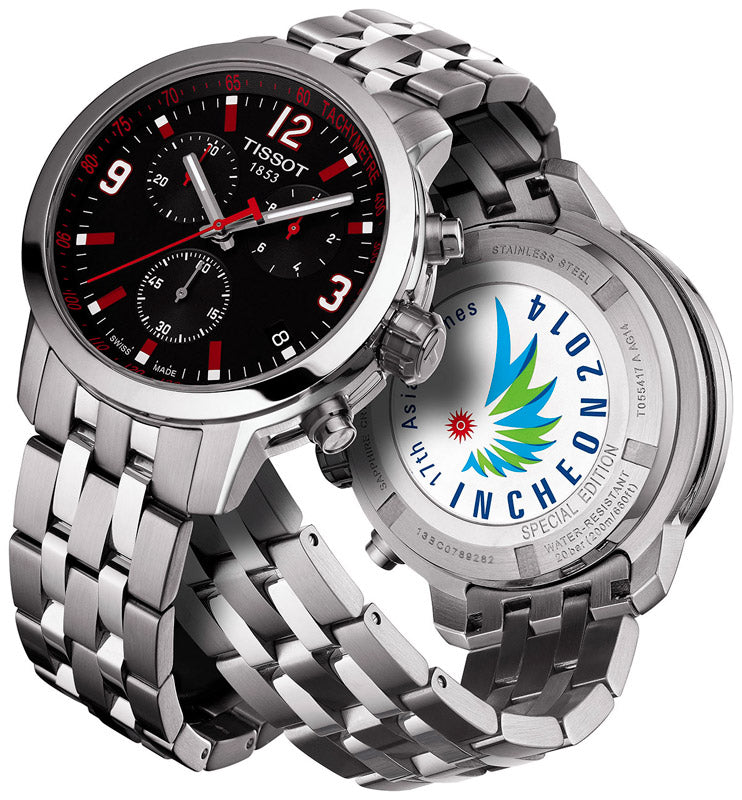  Shop Authentic Tissot PRC 200 Asian Games Special Edition Black Dial Silver Steel Strap Watch For Men - T055.417.11.057.01 - Luxxuri