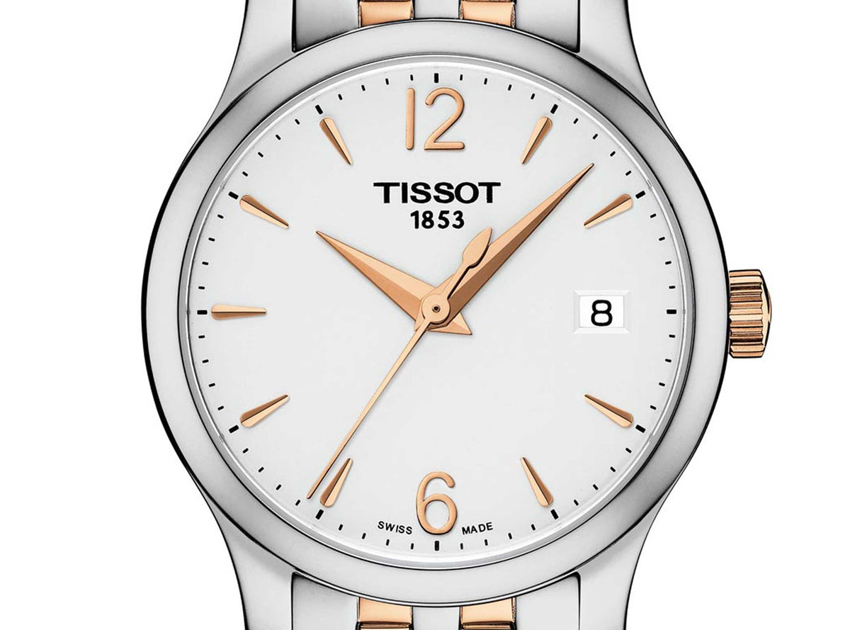  Shop Authentic Tissot T Classic Tradition Lady White Dial Two Tone Steel Strap Watch For Women - T063.210.22.037.01 - Luxxuri