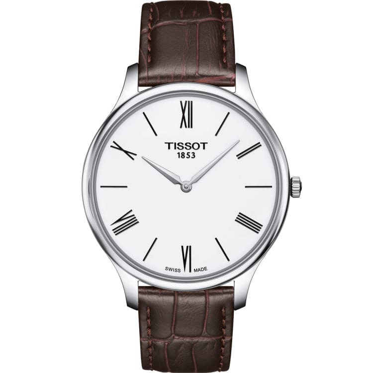  Shop Authentic Tissot T Classic Tradition 5.5 Quartz White Dial Brown Leather Strap Watch For Men - T063.409.16.018.00 - Luxxuri