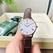  Shop Authentic Tissot Tradition 5.5 White Dial Brown Leather Strap Watch for Men - T063.409.36.018.00 - Luxxuri
