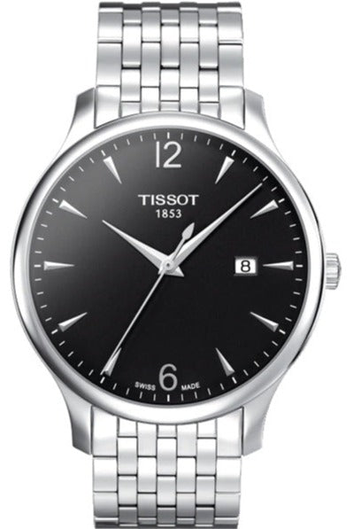 Tissot T Classic Tradition Black Dial Silver Steel Strap Watch For Men - T063.610.11.057.00