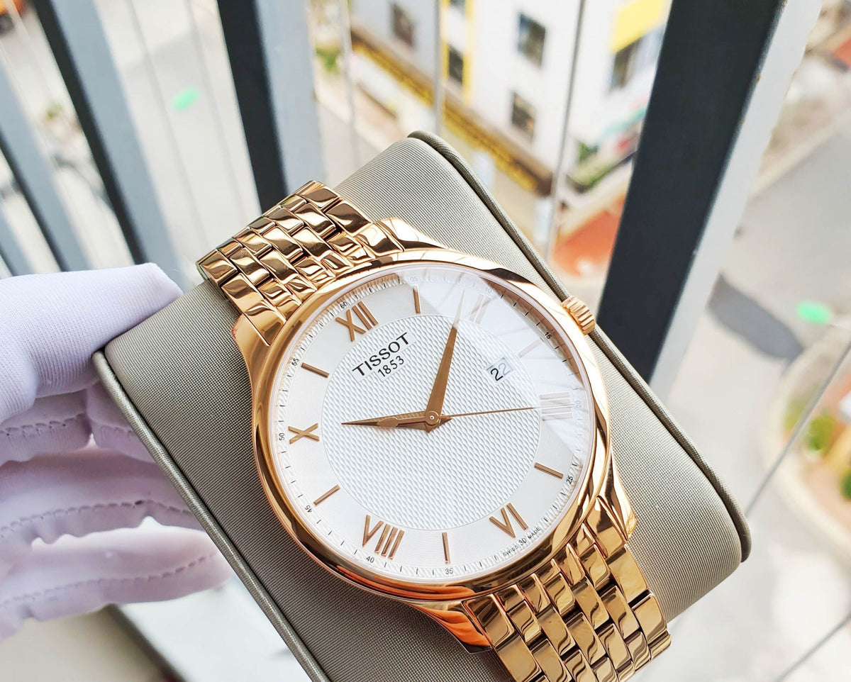  Shop Authentic Tissot T Classic Tradition White Dial Rose Gold Steel Strap Watch For Women - T063.610.33.038.00 - Luxxuri