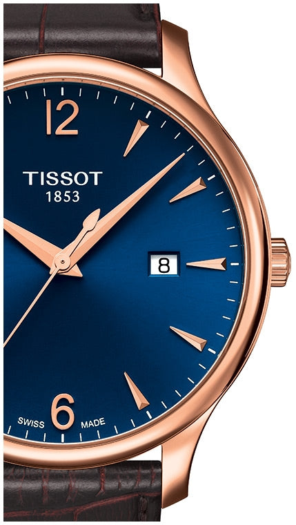  Shop Authentic Tissot T Classic Tradition Blue Dial Brown Leather Strap Watch For Men - T063.610.36.047.00 - Luxxuri