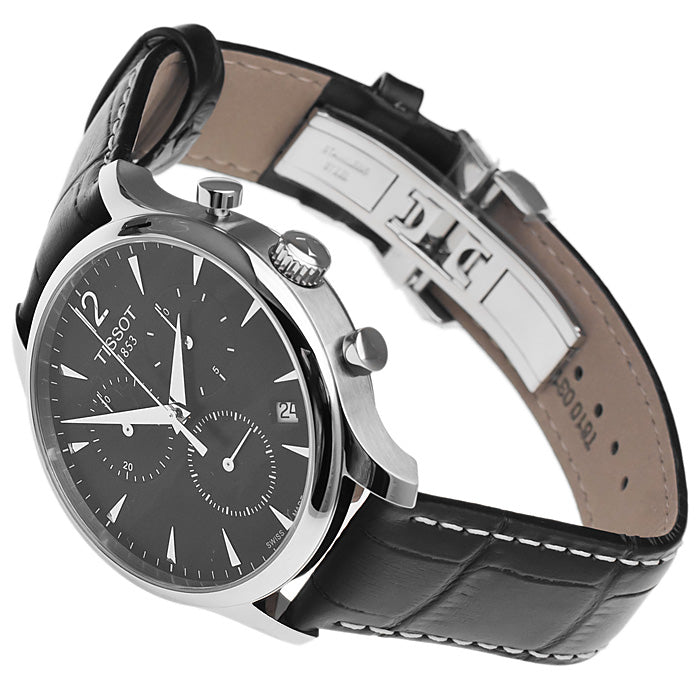  Shop Authentic Tissot T Classic Tradition Chronograph Black Dial Black Leather Strap Watch For Men - T063.617.16.057.00 - Luxxuri