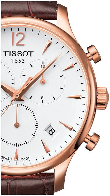  Shop Authentic Tissot T Classic Tradition Chronograph White Dial Brown Leather Strap Watch For Men - T063.617.36.037.00 - Luxxuri