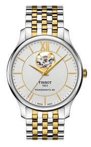  Shop Authentic Tissot Tradition Powermatic 80 Open Heart Silver Dial Two Tone Steel Strap Watch For Men - T063.907.22.038.00 - Luxxuri