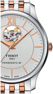 Shop Authentic Tissot Tradition Powermatic 80 Open Heart Silver Dial Two Tone Steel Strap Watch For Men - T063.907.22.038.01 - Luxxuri
