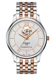  Shop Authentic Tissot Tradition Powermatic 80 Open Heart Silver Dial Two Tone Steel Strap Watch For Men - T063.907.22.038.01 - Luxxuri
