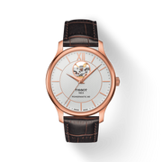  Shop Authentic Tissot Tradition Powermatic 80 Open Heart Silver Dial Brown Leather Strap Watch For Men - T063.907.36.038.00 - Luxxuri