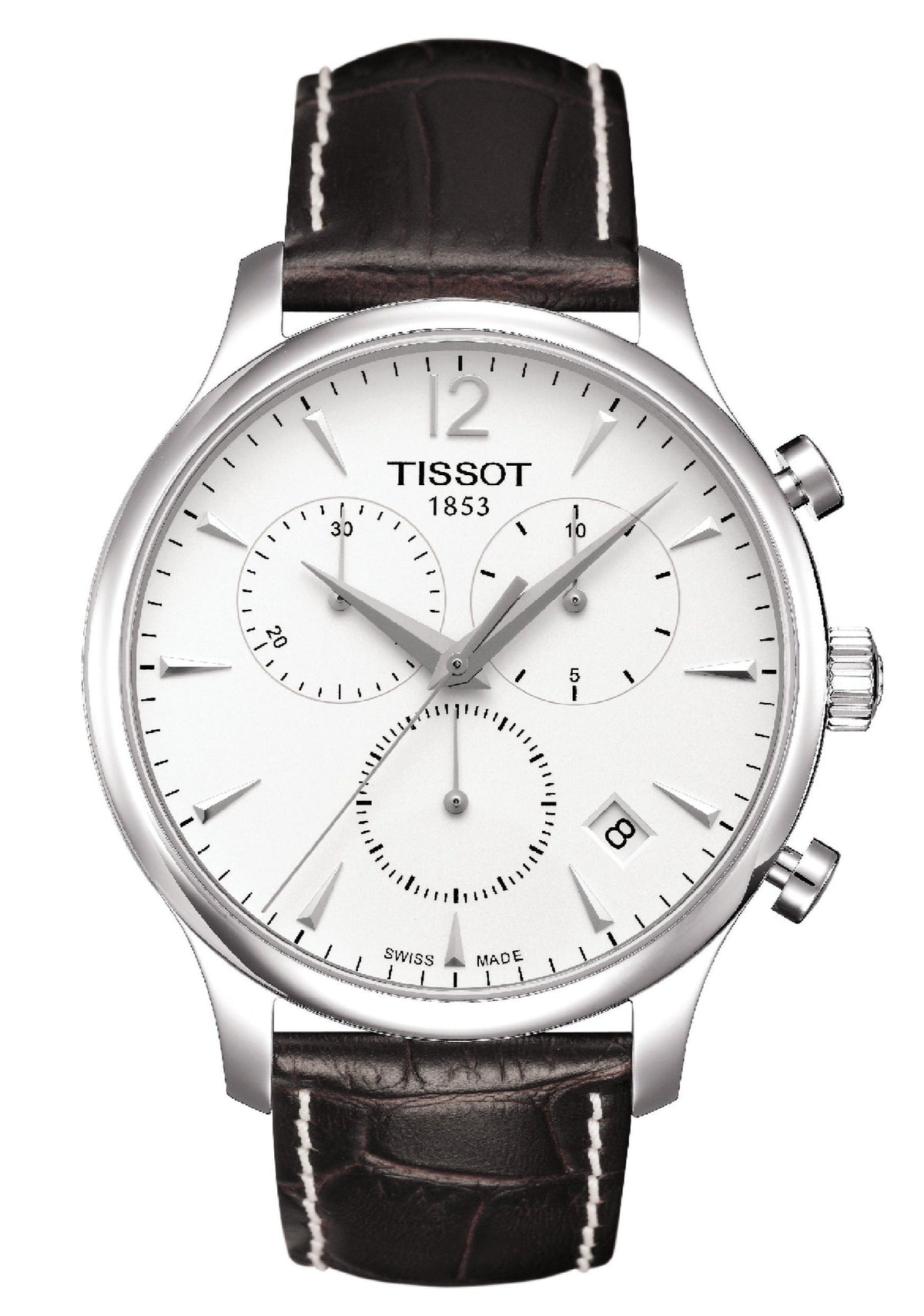  Shop Authentic Tissot T Classic Tradition Chronograph White Dial Brown Leather Strap Watch For Men - T063.617.16.037.00 - Luxxuri