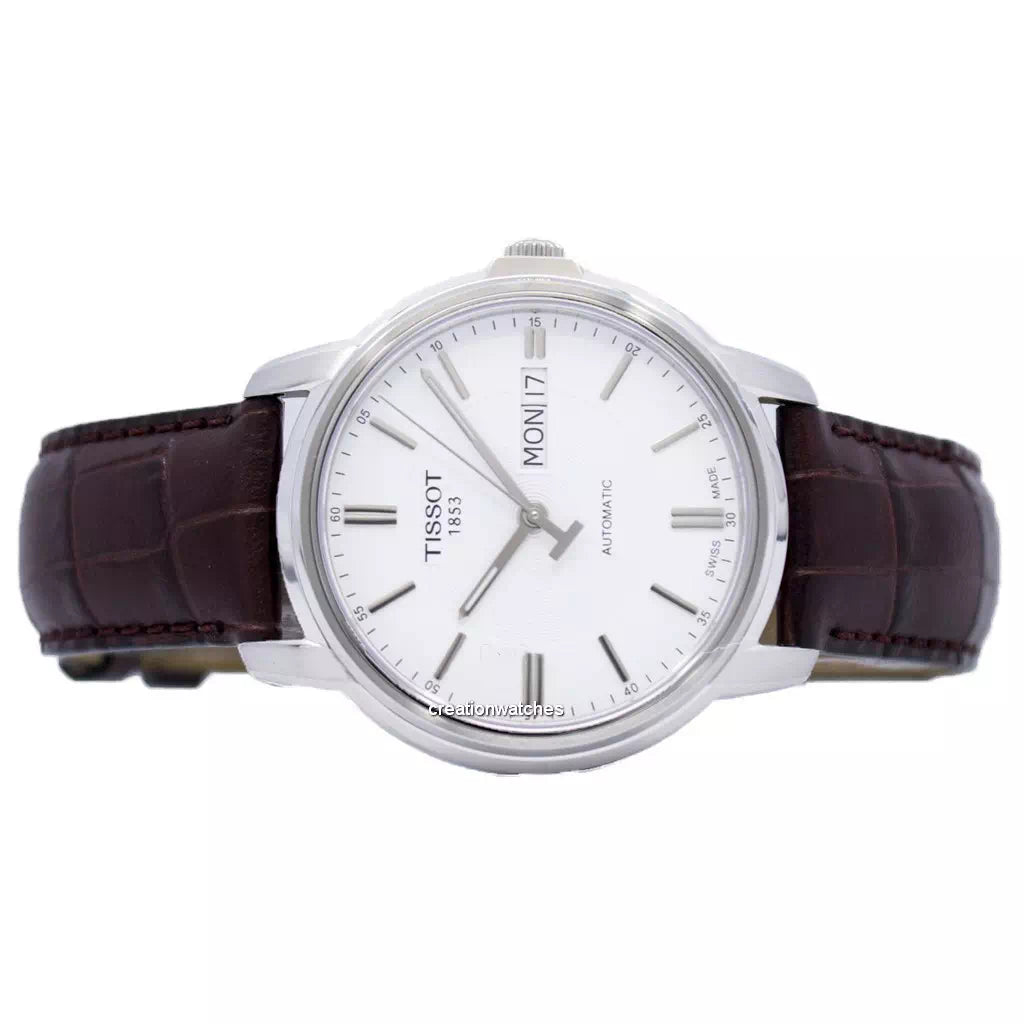  Shop Authentic Tissot Automatics III Steel White Dial Brown Leather Strap Watch For Men - T065.430.16.031.00 - Luxxuri