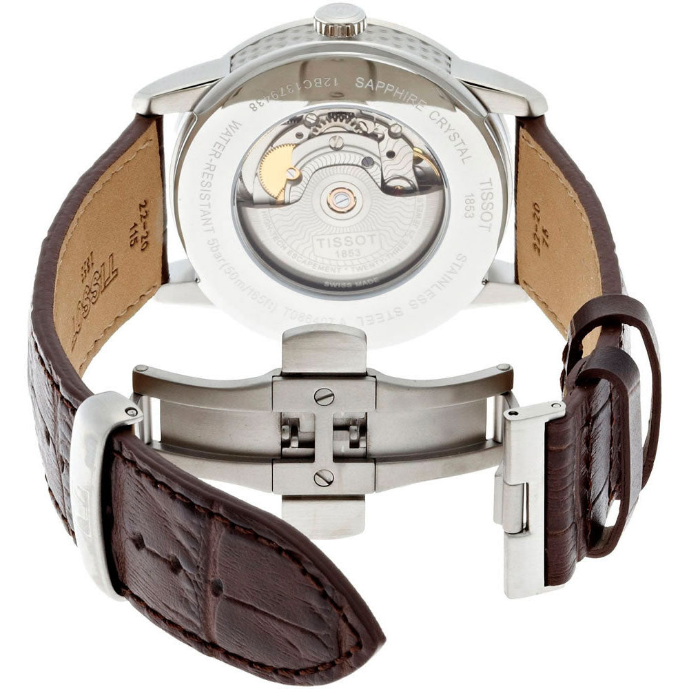  Shop Authentic Tissot Luxury Powermatic 80 Silver Dial Brown Leather Strap Watch For Men - T086.407.16.031.00 - Luxxuri