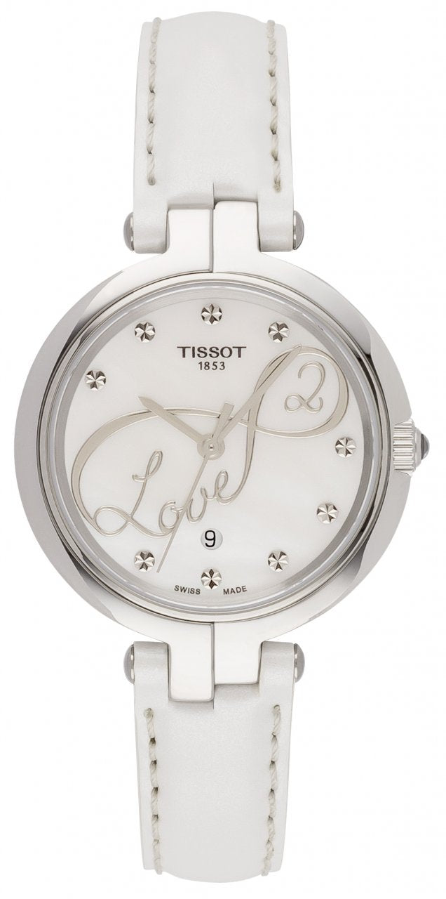  Shop Authentic Tissot T Trend Flamingo Valentines Mother of Pearl White Dial White Leather Strap Watch For Women - T094.210.16.111.01 - Luxxuri