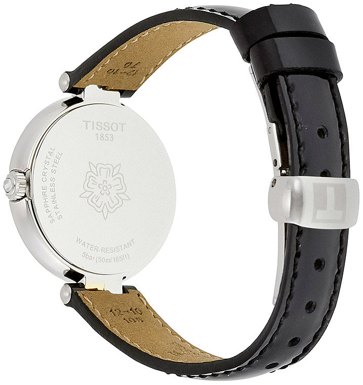  Shop Authentic Tissot Flamingo Mother of Pearl White Dial Black Leather Strap Watch For Women - T094.210.26.111.00 - Luxxuri