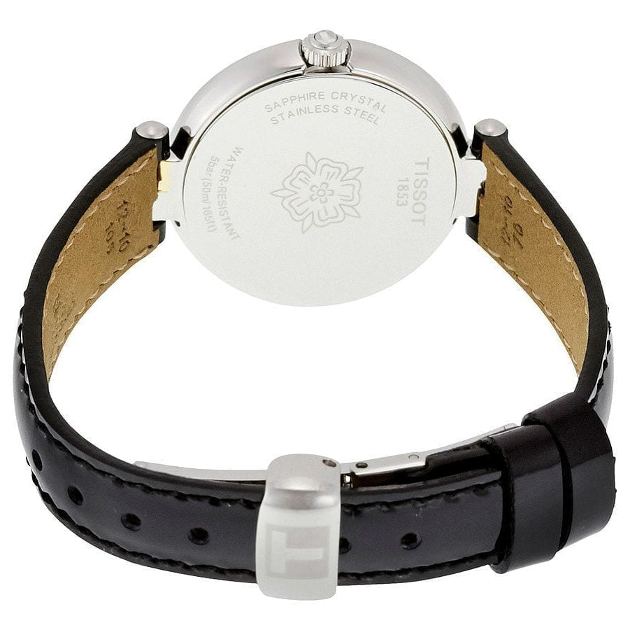  Shop Authentic Tissot Flamingo Mother of Pearl White Dial Black Leather Strap Watch For Women - T094.210.26.111.00 - Luxxuri