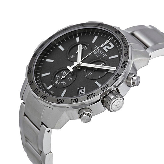  Shop Authentic Tissot Quickster Chronograph Black Dial Silver Steel Strap Watch For Men - T095.417.11.067.00 - Luxxuri