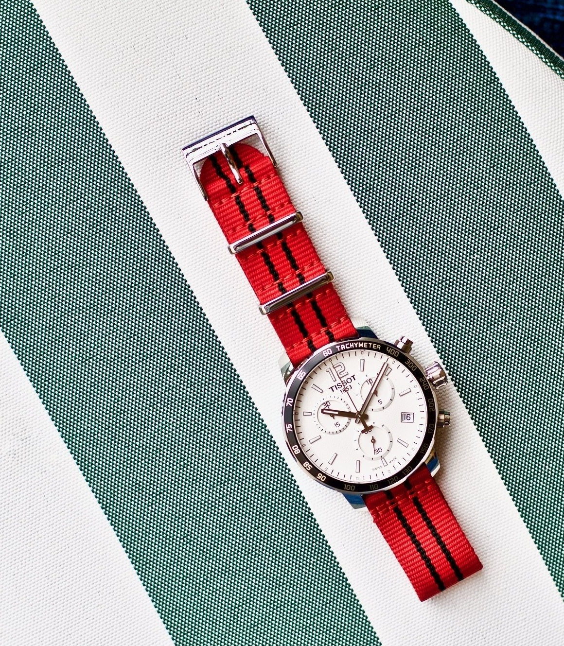  Shop Authentic Tissot Quickster Chronograph NBA Chicago Bulls White Dial Red NATO Strap Watch For Men - T095.417.17.037.04 - Luxxuri