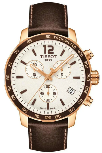  Shop Authentic Tissot Quickster Chronograph White Dial Brown Leather Strap Watch For Men - T095.417.36.037.02 - Luxxuri