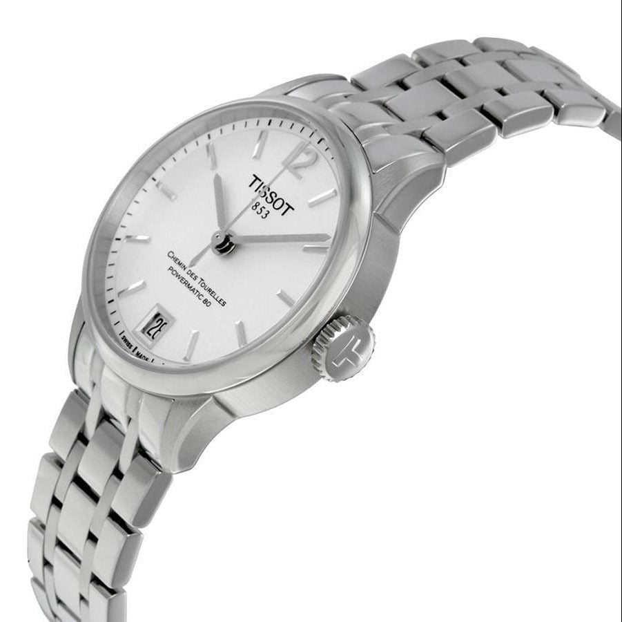  Shop Authentic Tissot Chemin Des Tourelles Powermatic 80 Lady White Dial Silver Steel Strap Watch For Women - T099.207.11.037.00 - Luxxuri