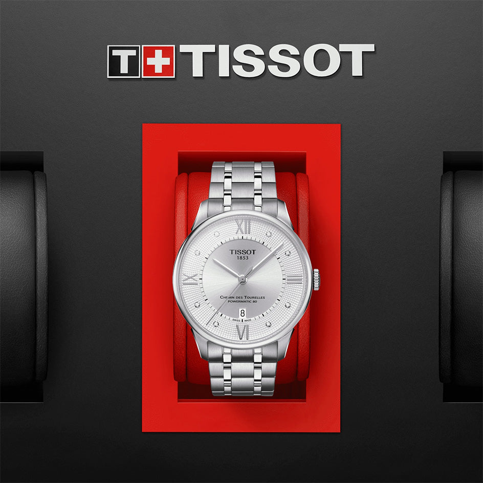  Shop Authentic Tissot Chemin Des Tourelles Powermatic 80 Diamonds Silver Dial Silver Steel Strap Watch for Men - T099.407.11.033.00 - Luxxuri