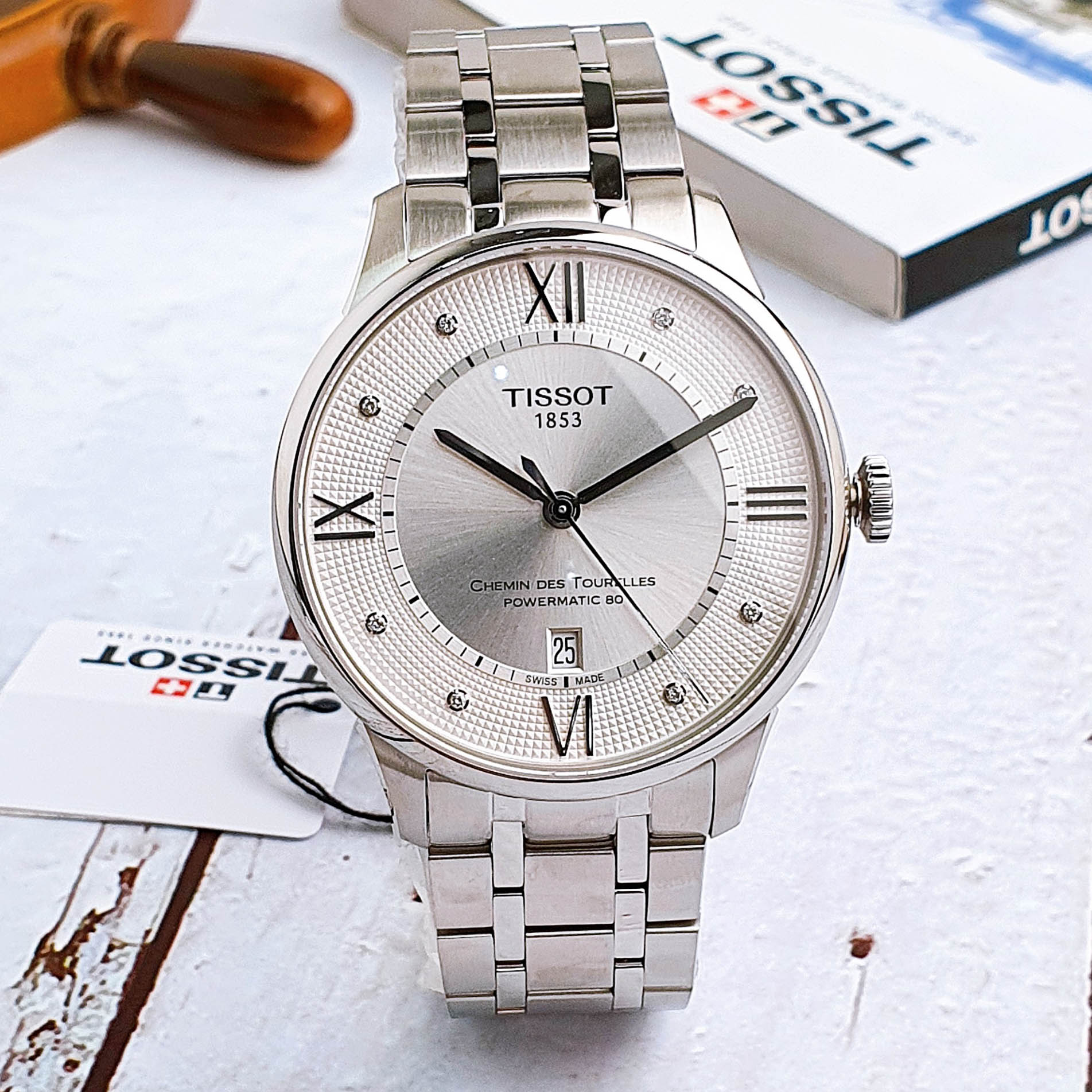  Shop Authentic Tissot Chemin Des Tourelles Powermatic 80 Diamonds Silver Dial Silver Steel Strap Watch for Men - T099.407.11.033.00 - Luxxuri
