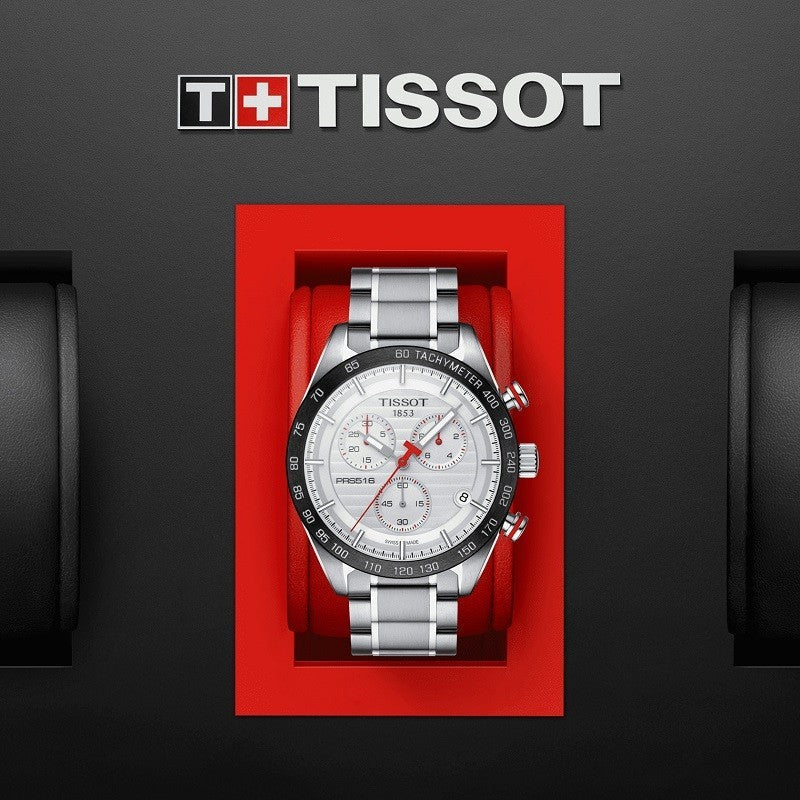  Shop Authentic Tissot T Sport PRS 516 Chronograph White Dial Silver Steel Strap Watch For Men - T100.417.11.031.00 - Luxxuri