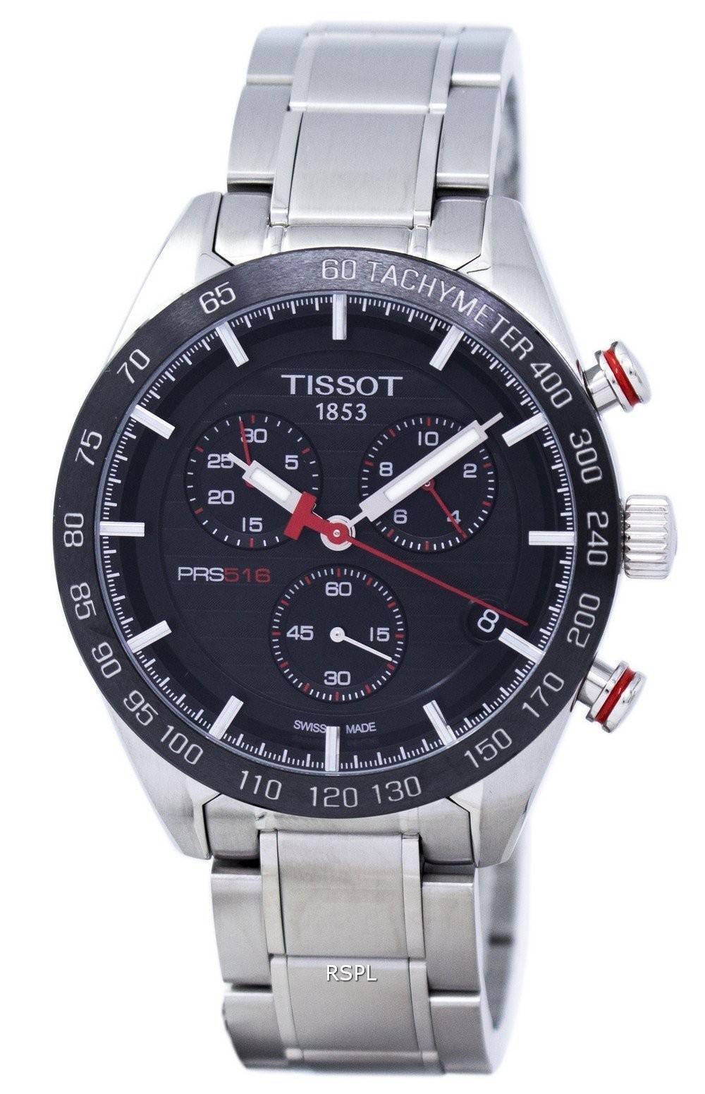  Shop Authentic Tissot T Sport PRS 516 Chronograph Black Dial Silver Steel Strap Watch For Men - T100.417.11.051.01 - Luxxuri