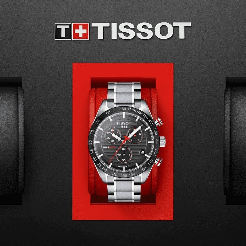  Shop Authentic Tissot T Sport PRS 516 Chronograph Black Dial Silver Steel Strap Watch For Men - T100.417.11.051.01 - Luxxuri