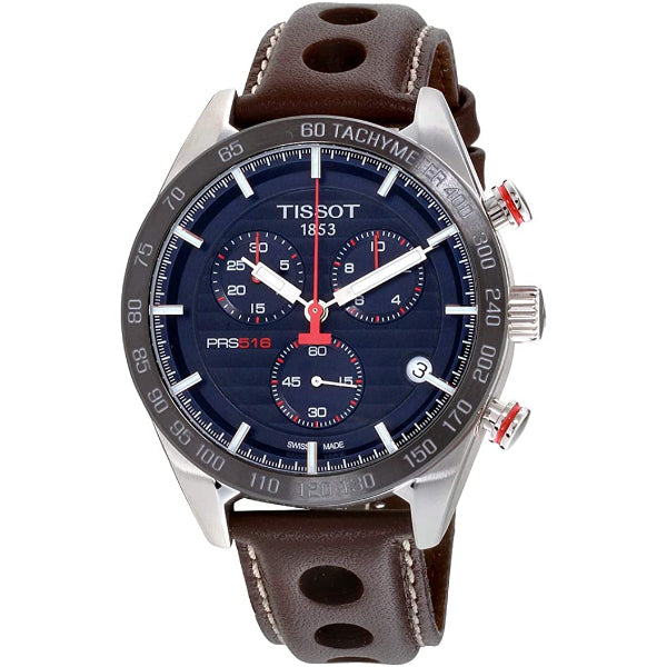  Shop Authentic Tissot PRS 516 Chronograph Blue Dial Brown Leather Strap Watch For Men - T100.417.16.041.00 - Luxxuri
