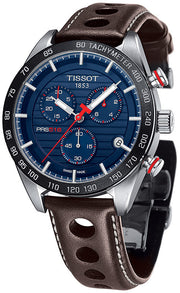  Shop Authentic Tissot PRS 516 Chronograph Blue Dial Brown Leather Strap Watch For Men - T100.417.16.041.00 - Luxxuri