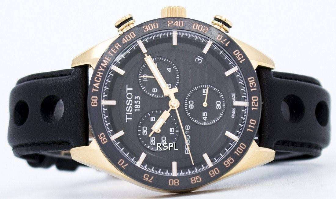  Shop Authentic Tissot PRS 516 Chronograph Black Dial Black Leather Strap Watch For Men - T100.417.36.051.00 - Luxxuri